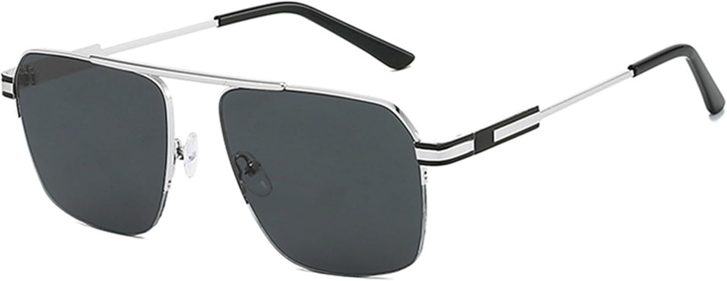 

Солнцезащитные очки Bullabulling квадратной формы для женщин, модные большие, в золотой металлической оправе, очки-пилот 2025, модные женские солнцезащитные очки, Silver Gray