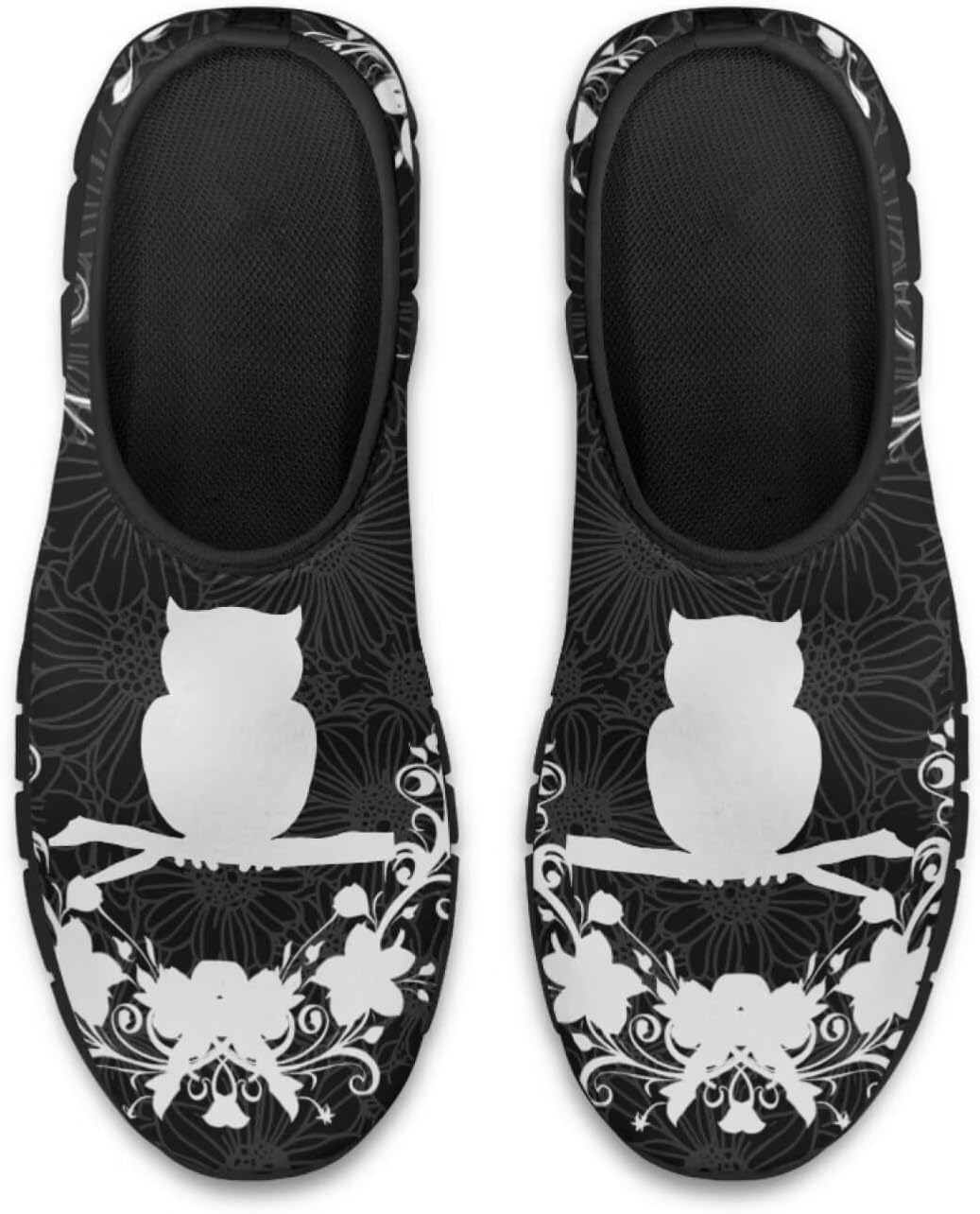 Мужские слипоны Howilath Boho с цветочным узором, кроссовки для бега, повседневная спортивная обувь, обувь без шнурков с противоскользящей подошвой, Cartoon Owl Boho Floral — фото 4