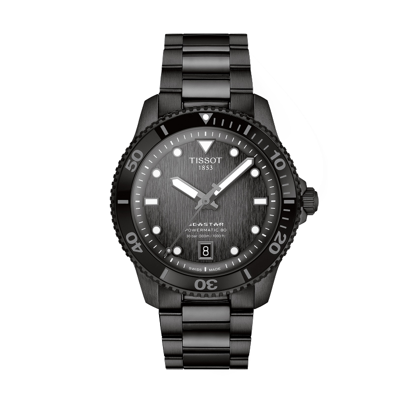 

TISSOT Часы Starfish Collection Automatic Mechanical Movement Unisex Watch 40mm Black Dial Stainless Steel Case Steel Strap, Gray Dial