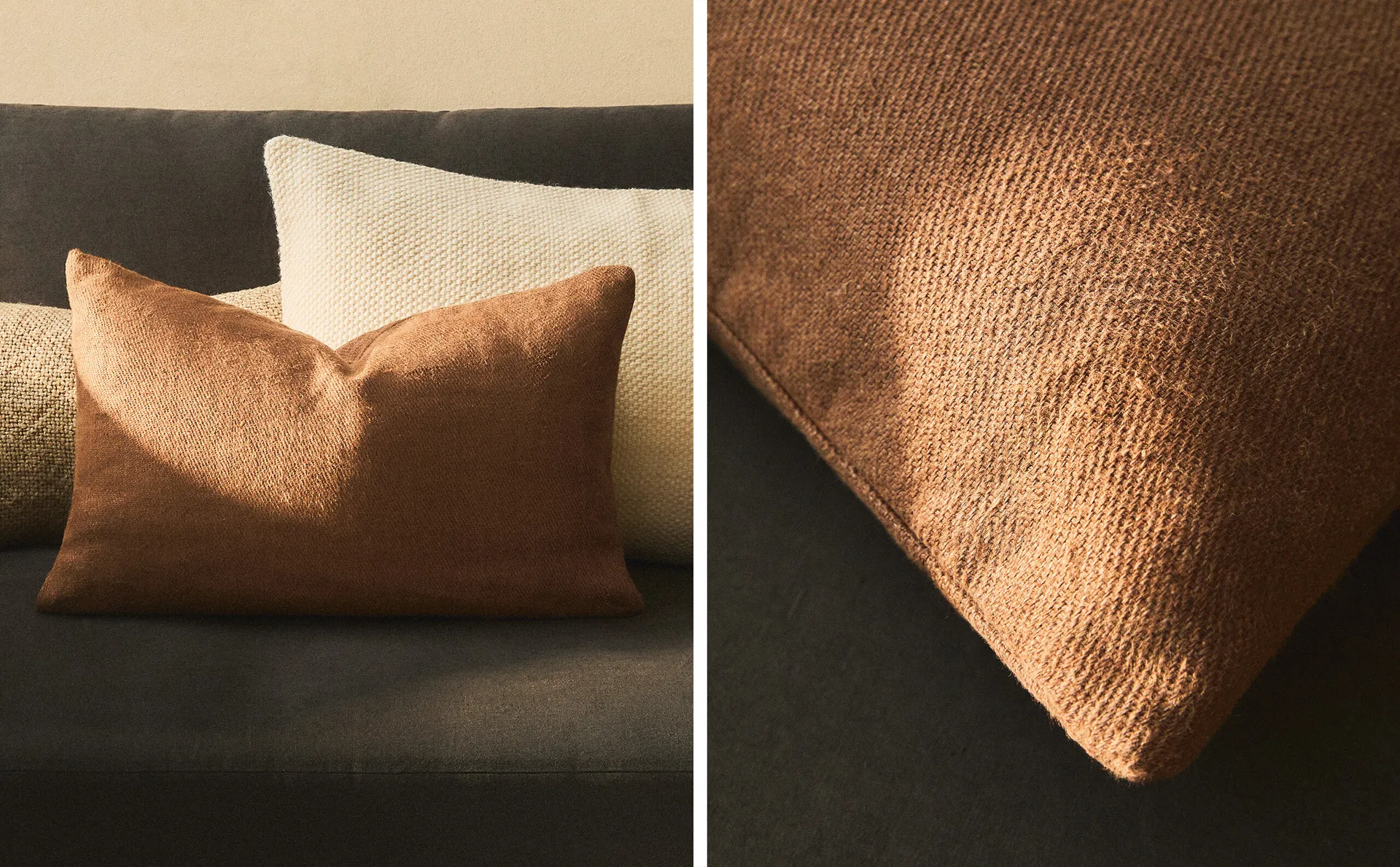 

Льняной чехол на подушку Zara Home, бургундия
