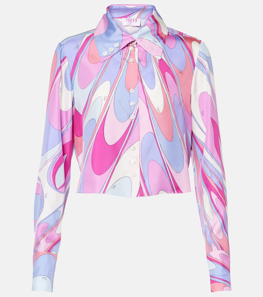 

Шелковая укороченная рубашка в принт Pucci, Rosa
