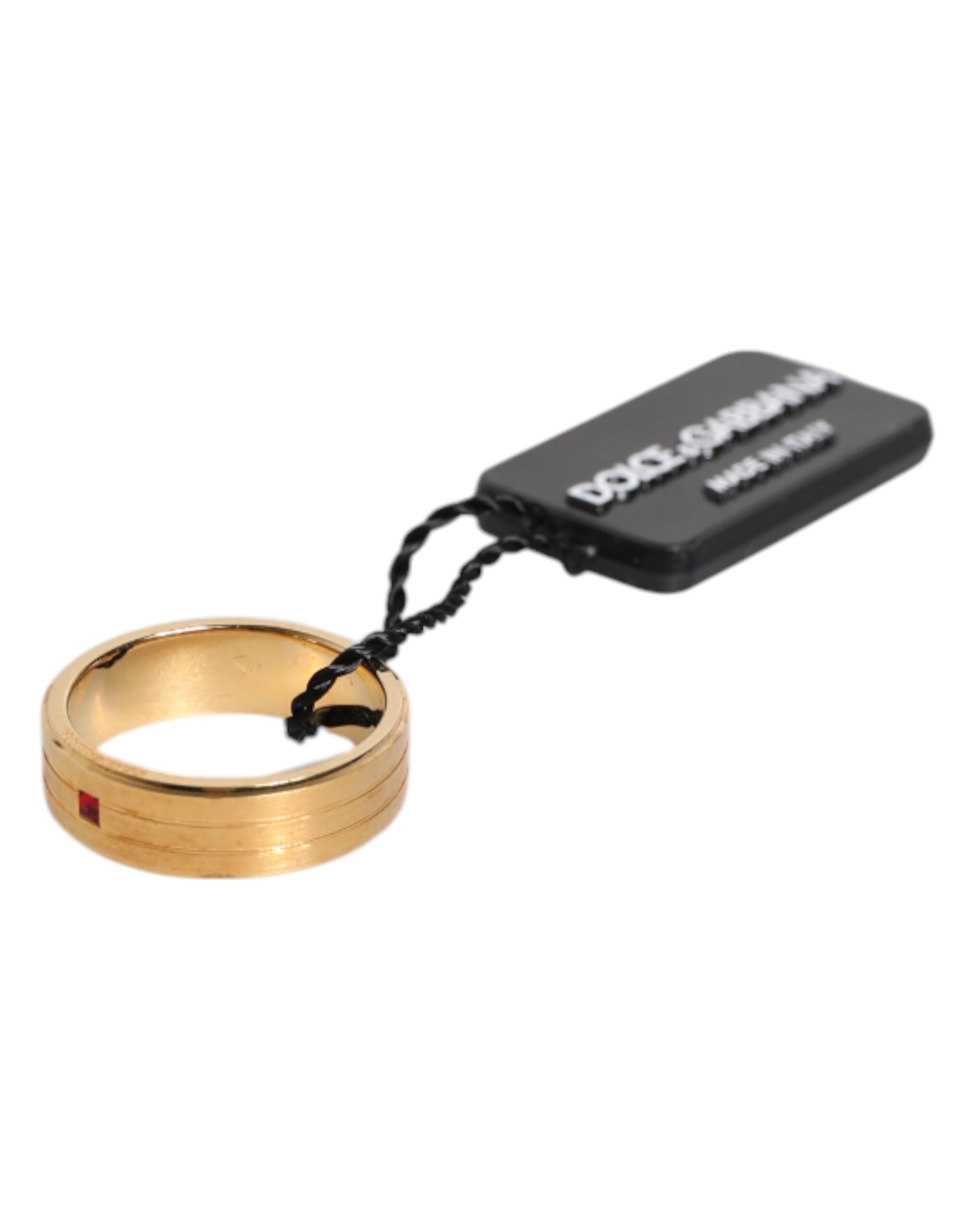 Кольцо с логотипом DG из красного кристалла и золотистой латуни Dolce & Gabbana, золото — фото 2