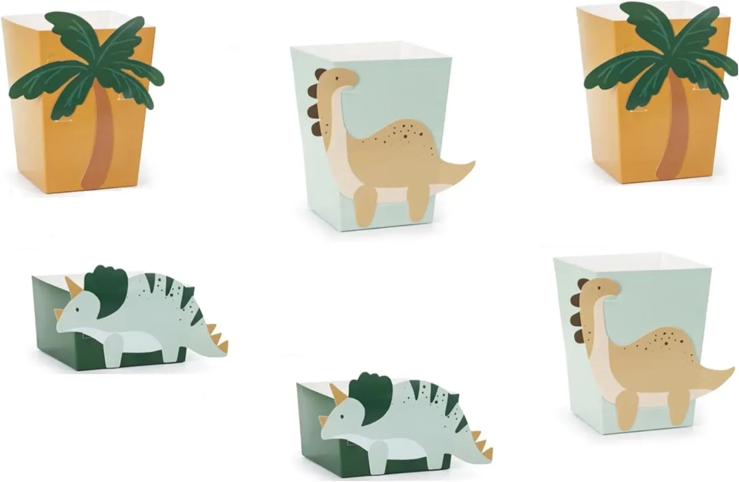Набор из 6 закусочных коробочек Dino Dinosaur для попкорна и закусок, картонные, для вечеринки Libetui