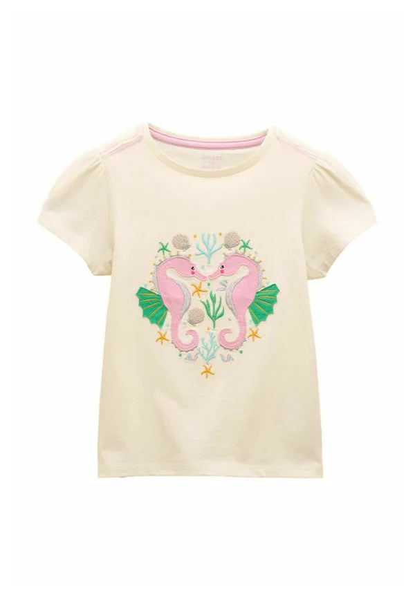 Футболка astra с аппликационным принтом, стандартного кроя. Joules, Cream Seahorse