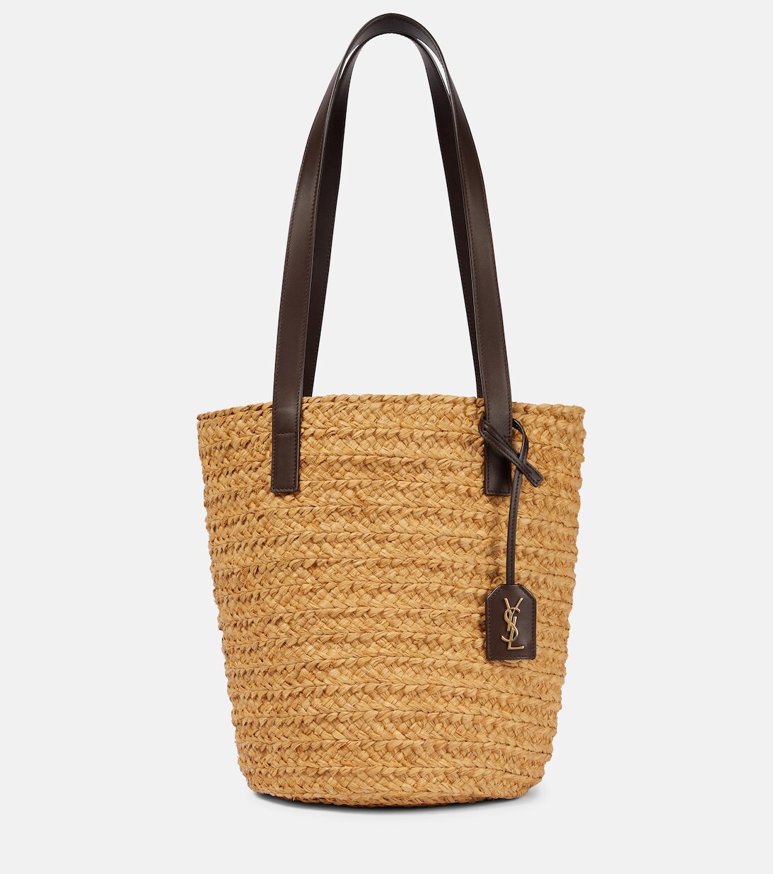 

Маленькая сумка-ведро Panier из рафии Saint Laurent, бежевый