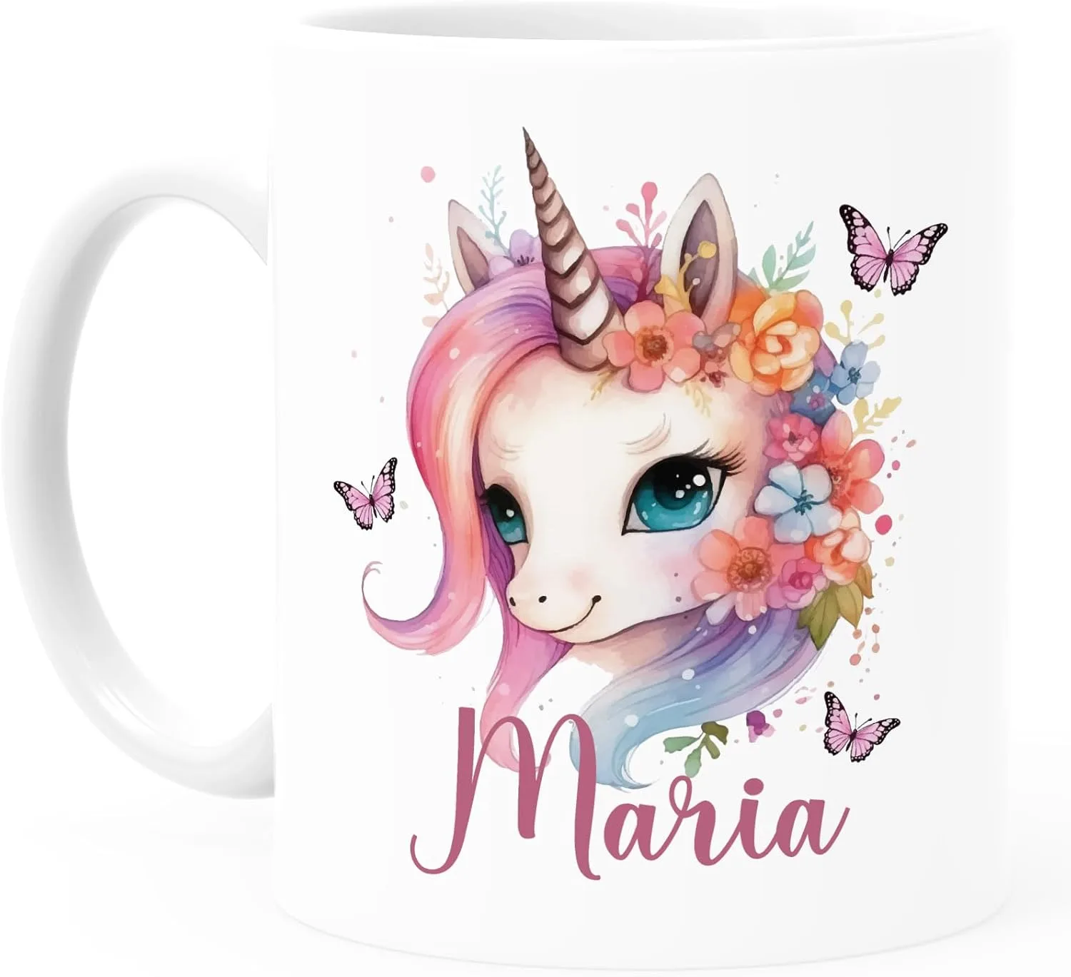 Детская кружка пластиковая Unicorn с именем для девочек белая SpecialMe — фото 2