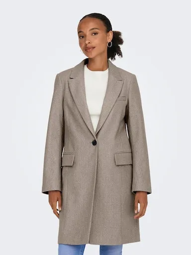 

Only длинное пальто "ONLNANCY LIFE COAT CC OTW", цвет Simply Taupe Detail:Melange