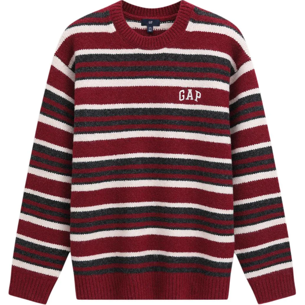 Трикотажный свитер с круглым вырезом GAP, Dark Red Stripes