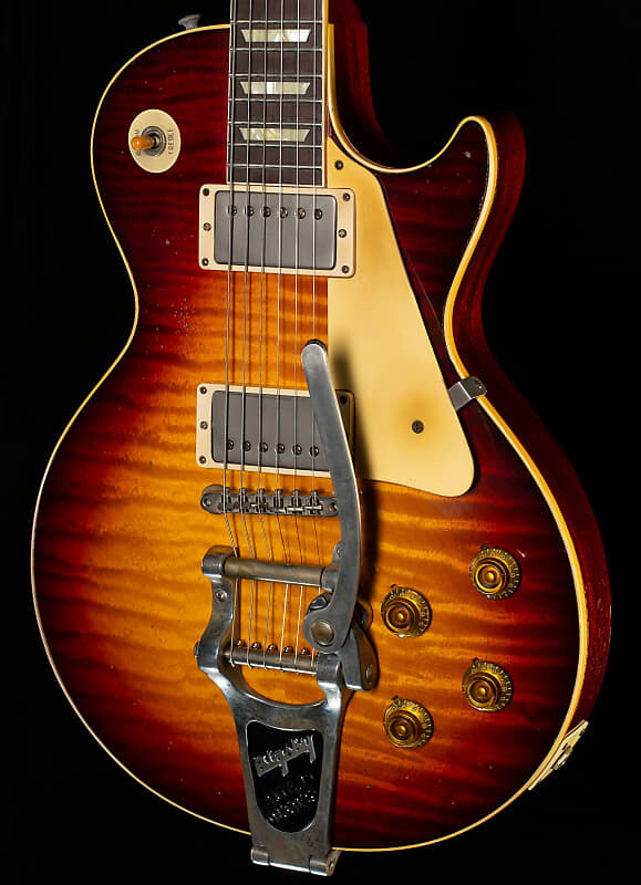 

Электрогитара Gibson Custom Shop 1959 Les Paul Standard Brazilian Rosewood Tom's Tri-Burst Bigsby Murphy Lab Aged