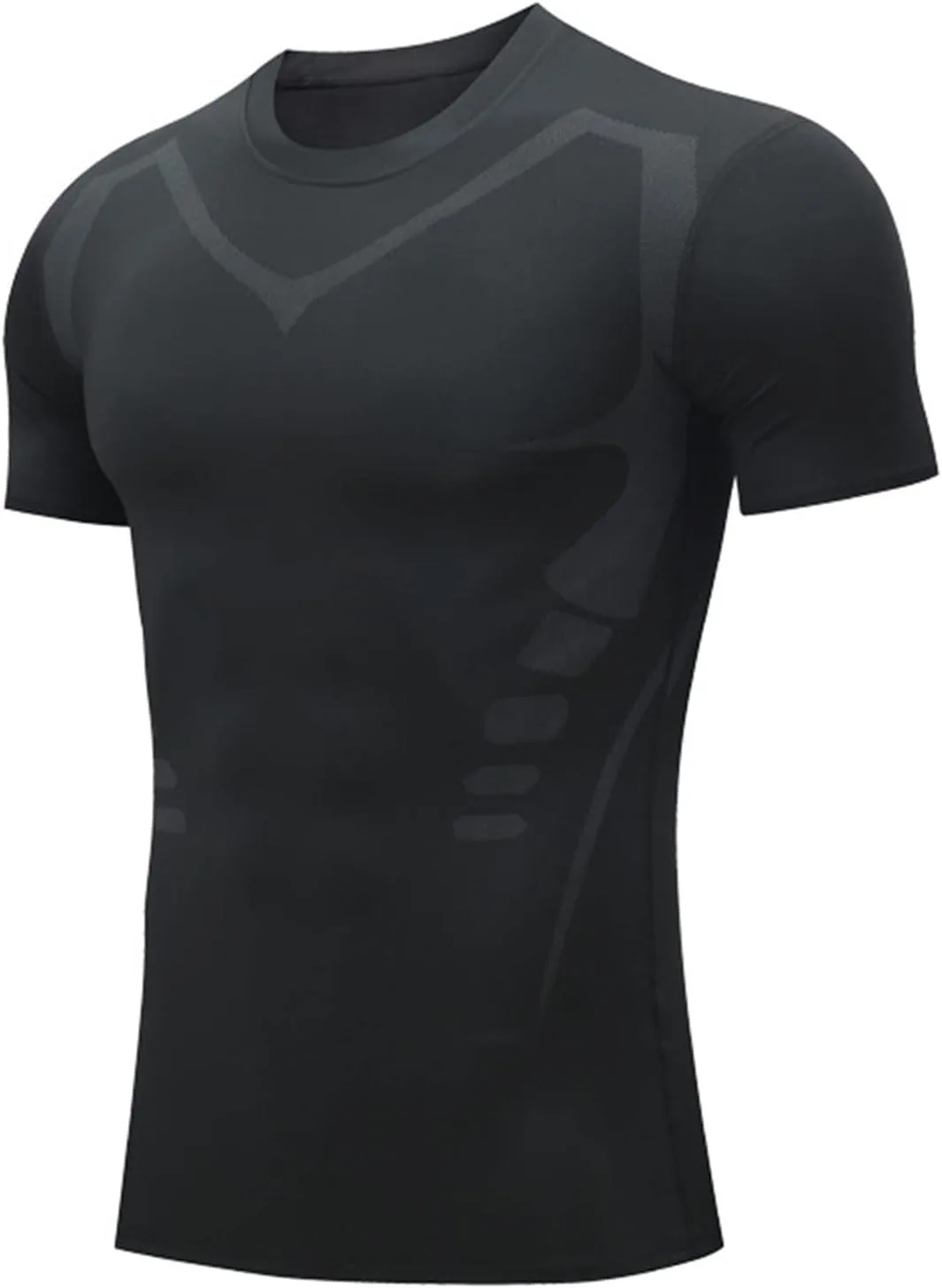 Мужская компрессионная футболка с коротким рукавом и круглым вырезом slim fit — фото 2