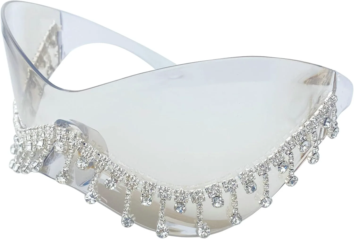 

Солнцезащитные очки без оправы с кисточками в стиле Y2k для женщин, большие, для фестивалей и вечеринок, с бриллиантами, модные очки-бабочки 2000-х годов mincl, Clear