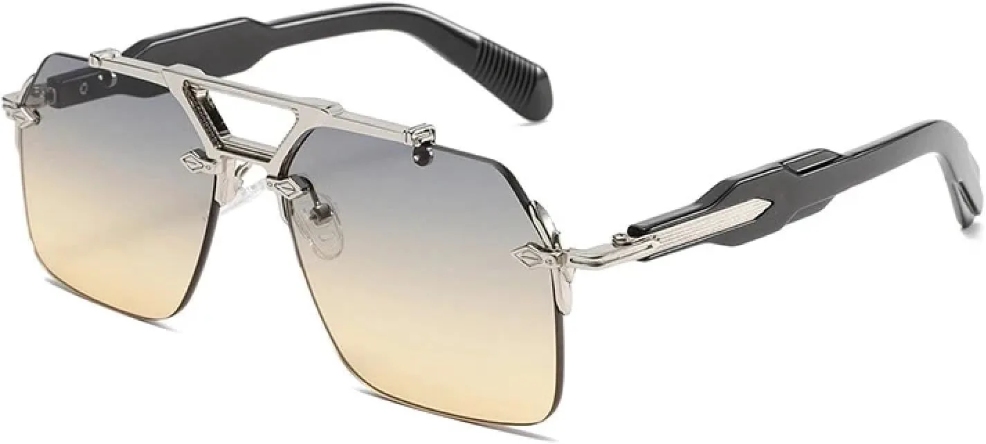 

Роскошные классические овальные солнцезащитные очки без оправы для мужчин и женщин в винтажном панк-стиле с увеличенной металлической оправой TVTBBVV, C2