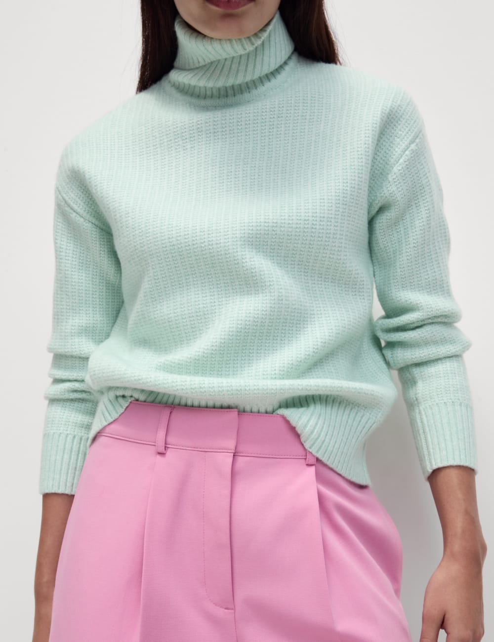 

Джемпер с воротником-стойкой из текстурированной пряжи Cloud Yarn Marks & Spencer, светло-зеленый