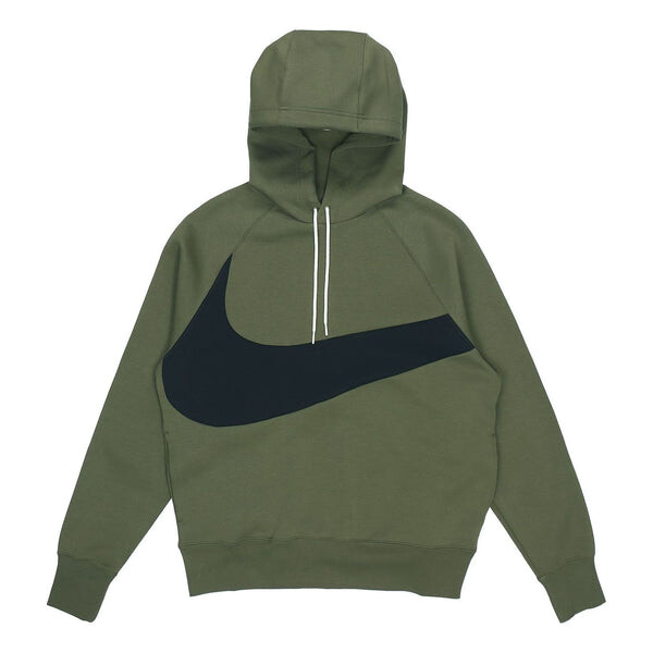 

Толстовка Men's Nike Sportswear Swoosh Tech Fleece Contrasting Colors Large Logo Printing Sports Military Green, зеленый