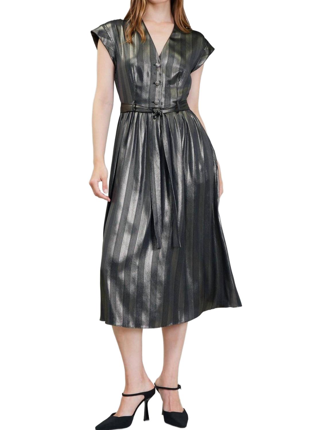 

Nyland Платье миди с короткими рукавами и V-образным вырезом «Берлин» в черно-золотом цвете