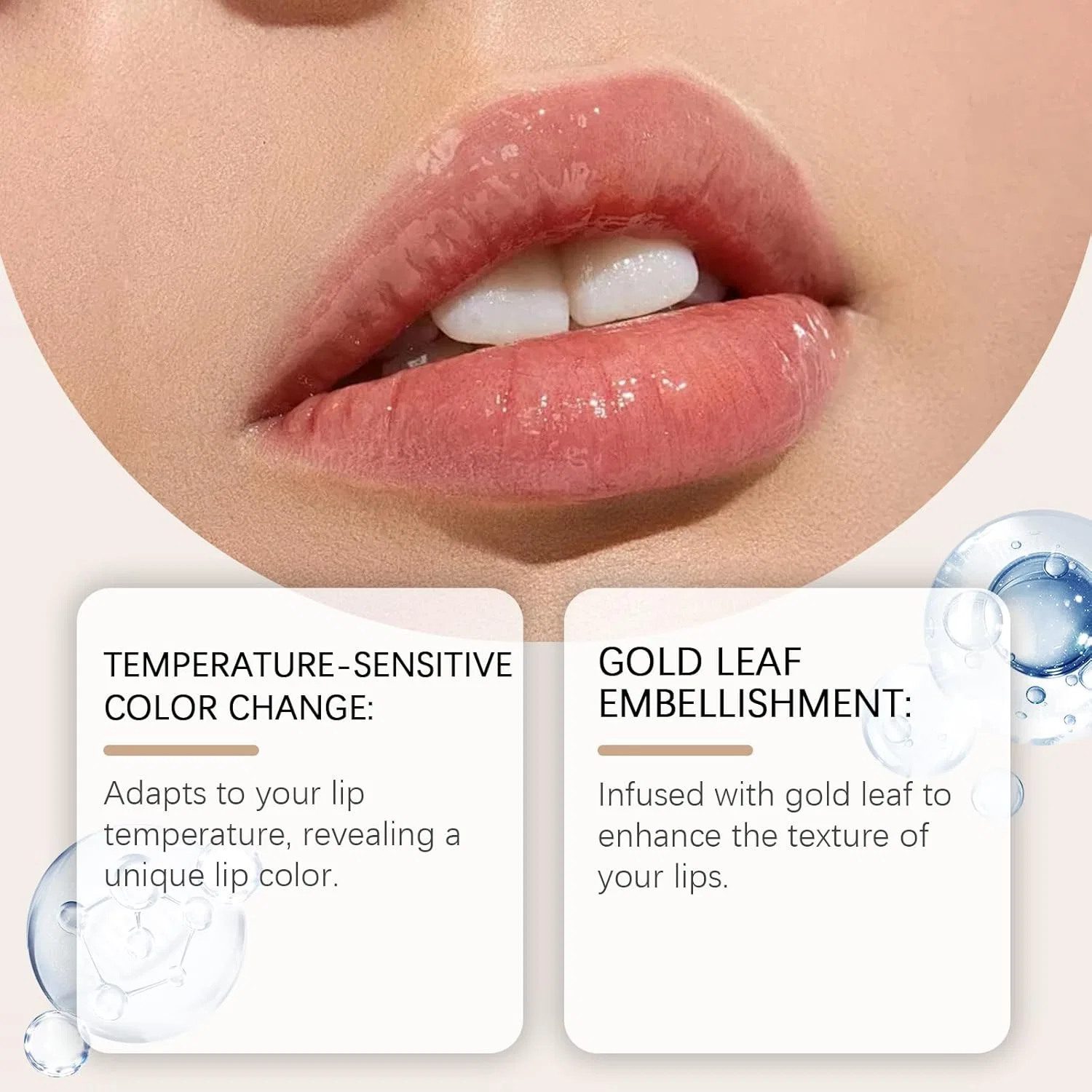 PH-адаптивная помада-бальзам для губ с золотой фольгой Generisch, Pack Of 2 — фото 4