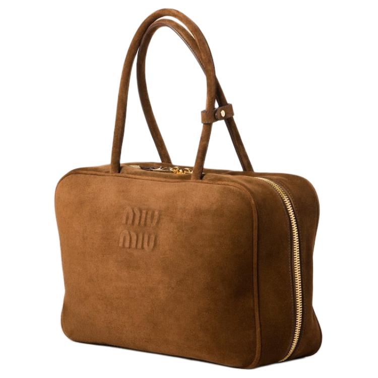 MIU MIU Сумка боулинг Beau Suede Leather через плечо женская Cocoa Brown — фото 2