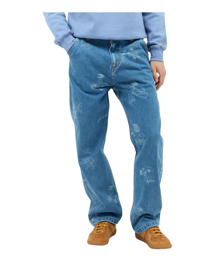 

Джинсы прямого кроя с жаккардовым принтом Carhartt Wip, синий