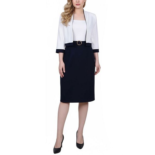 

Платье Petite с 3/4 рукавом и цветными блоками Ny Collection, Navy Ivory