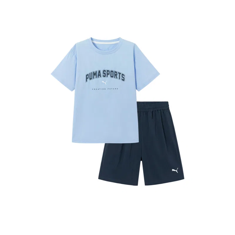 Детская повседневная спортивная футболка с круглым вырезом PUMA, Blue Tone 00388