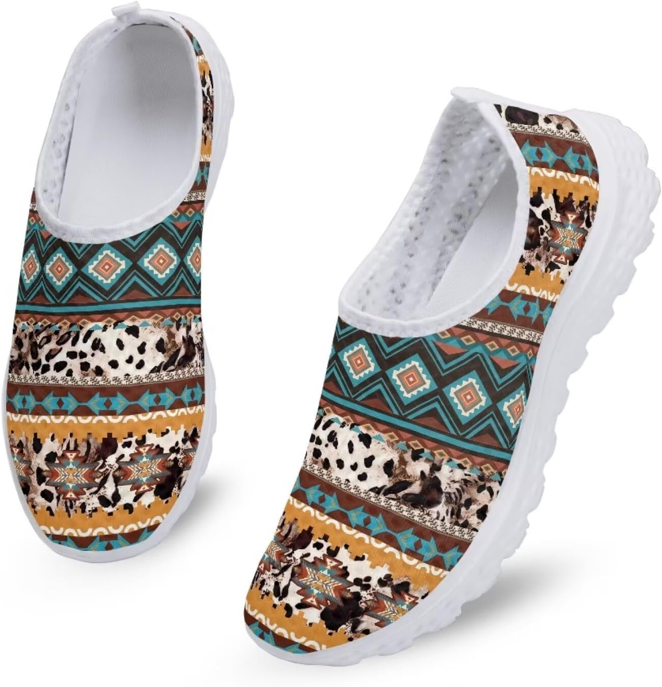 

Кроссовки Kuiaobaty Fashion легкие, дышащие, слипоны для ходьбы, спортивная повседневная обувь, лоферы для женщин и мужчин, Southwestern Aztec Leopard Print