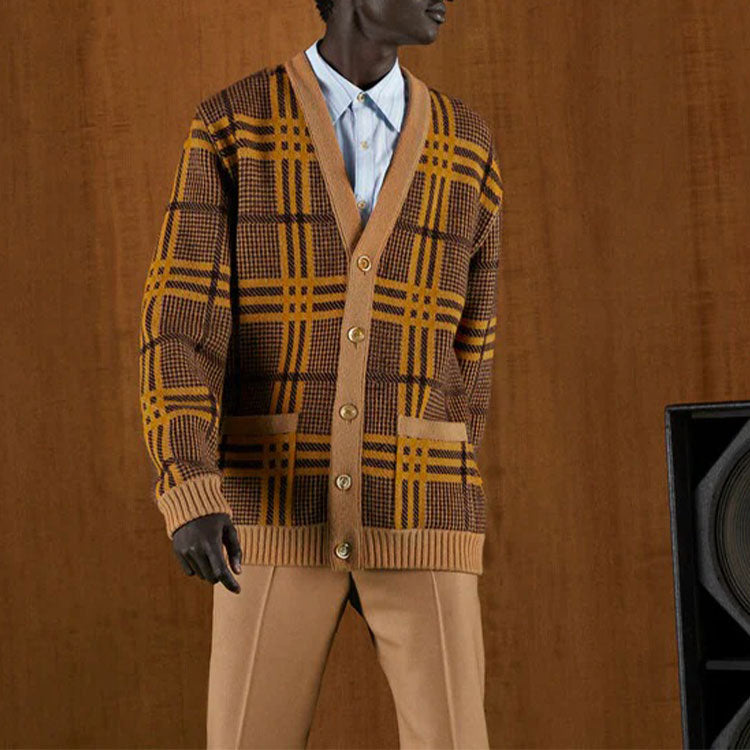 Кардиган Gucci Reversible Wool Knit Cardigan 'Brown Yellow' 696576-XKCFX-2378, коричневый — фото 2