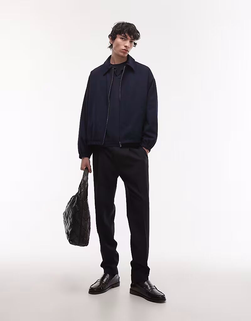 

Куртка Topman harrington темно-синего цвета, Синий, Куртка Topman harrington темно-синего цвета