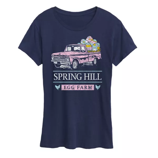 

Женская футболка Spring Hill с изображением грузовика с яйцом Unbranded, синий