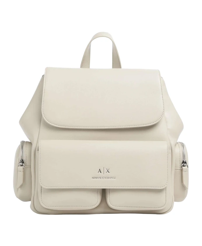 

Белый женский рюкзак с магнитной застежкой Armani Exchange, белый