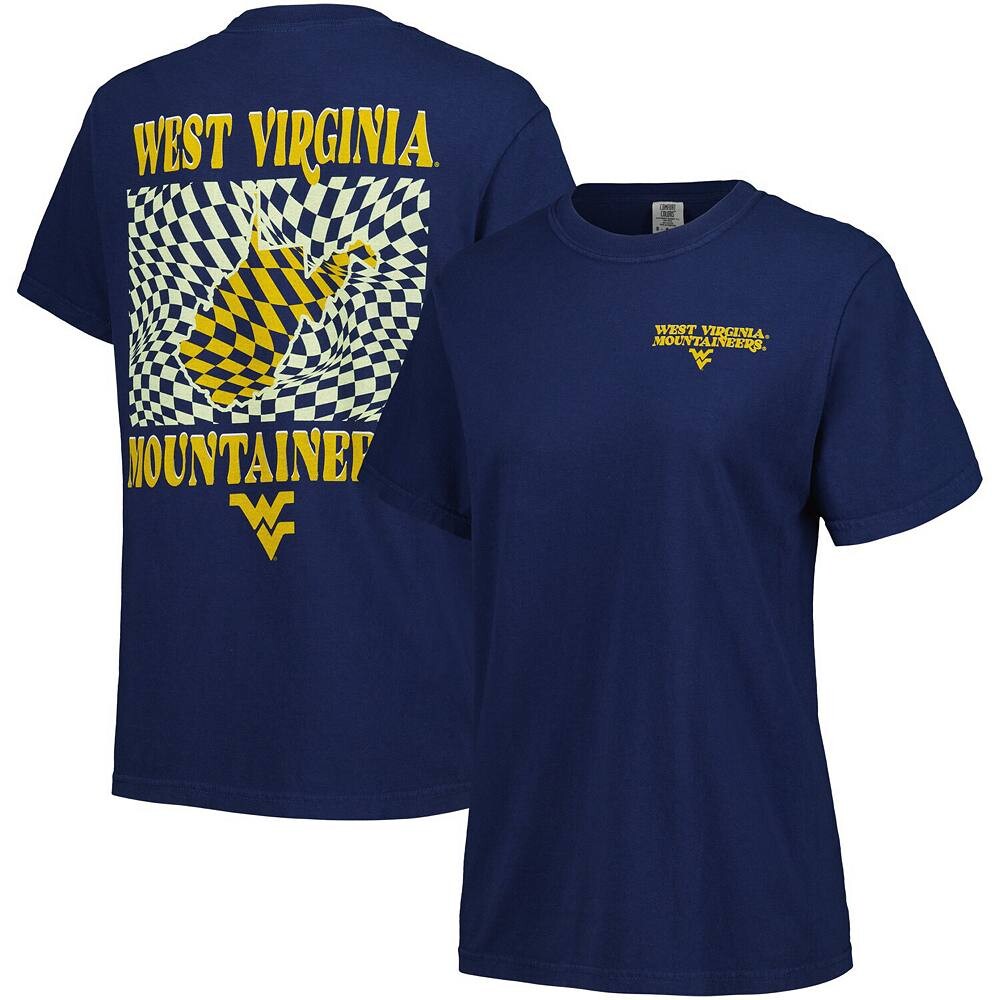 

Женская темно-синяя футболка в клетку с изображением талисмана West Virginia Mountaineers Comfort Colours Image One, цвет Wvu Navy