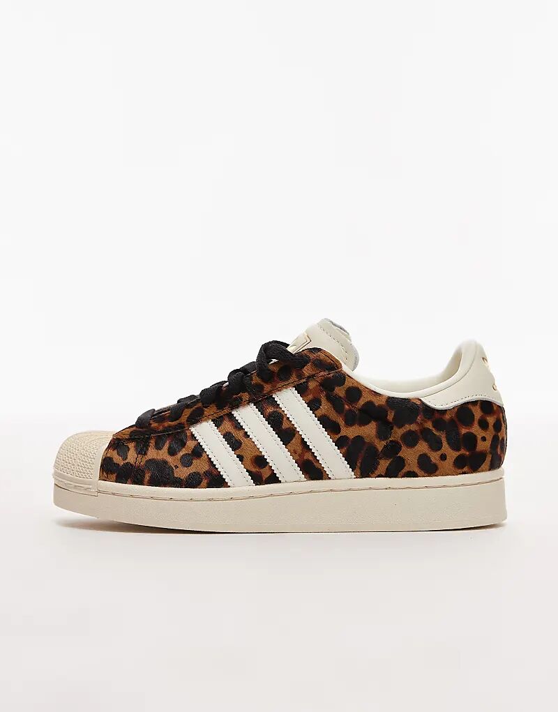 Кроссовки Adidas Originals Superstar II с леопардовым принтом и мехом пони — фото 2
