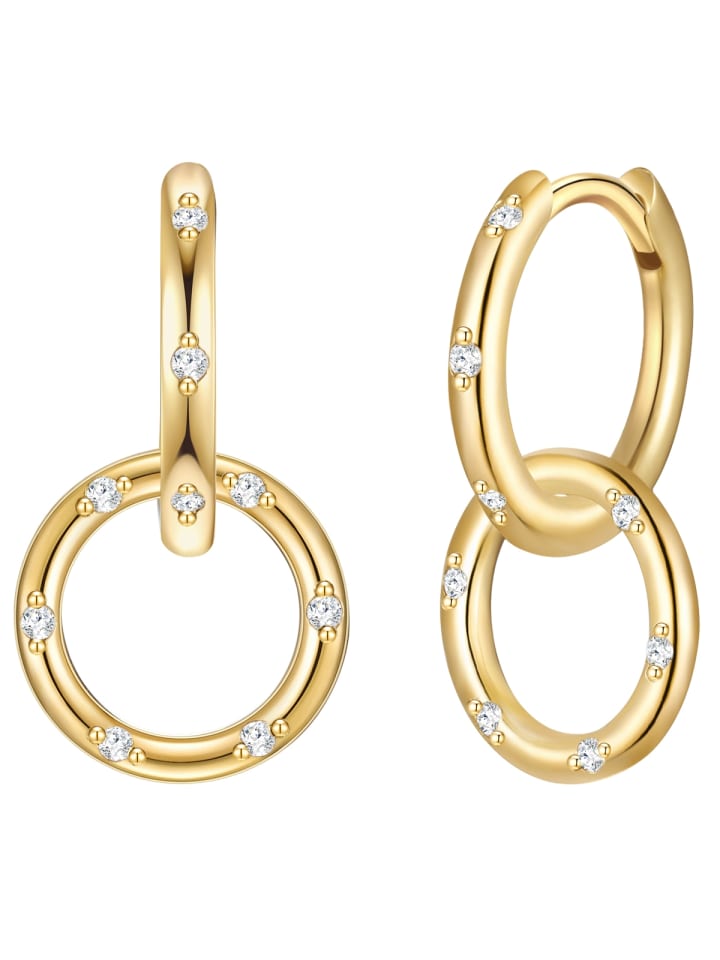 

Glanzstücke München Серьги-кольца из стерлингового серебра с кубическим цирконием в оправе из желтого золота