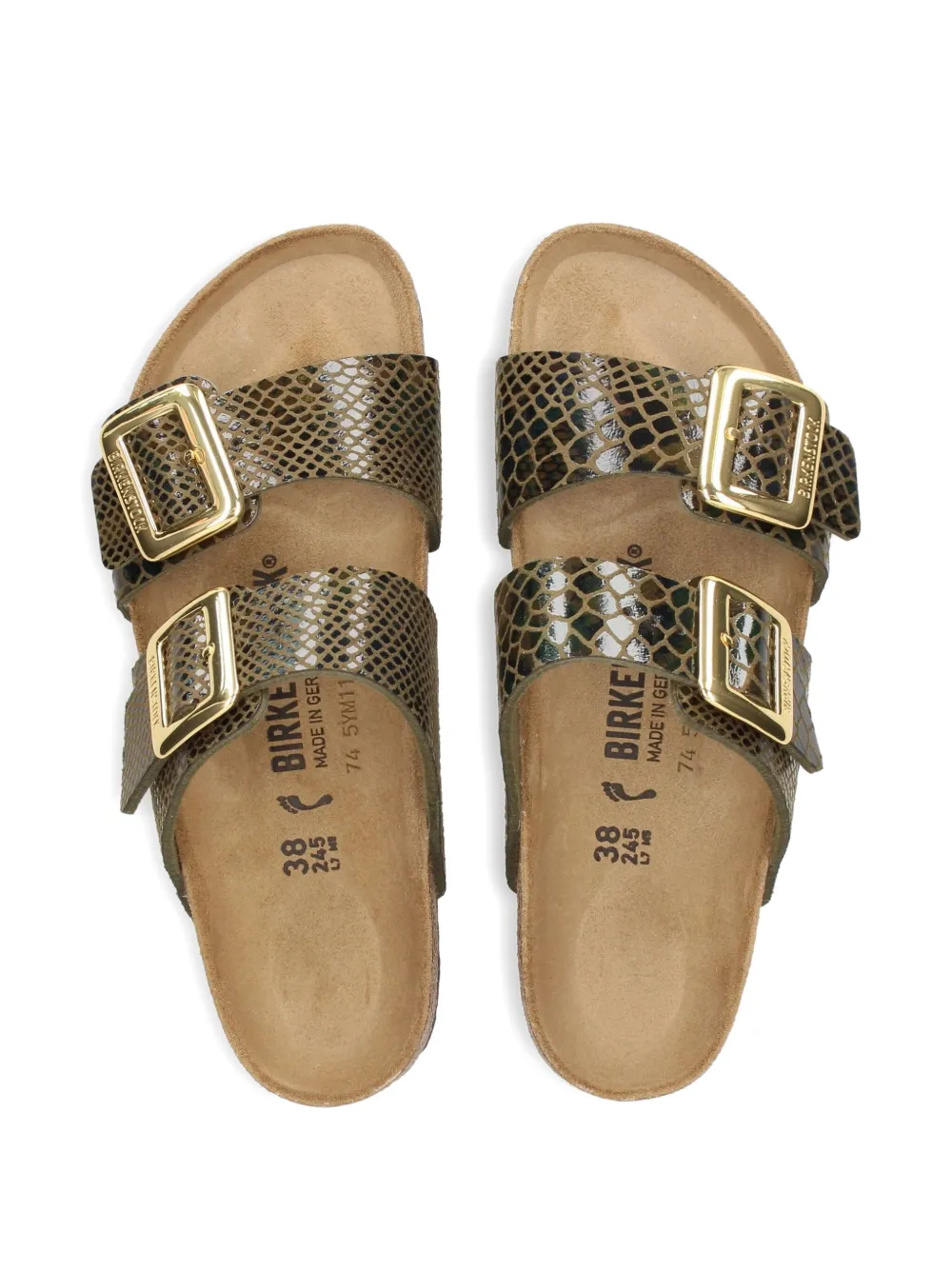 Сандалии с пряжками из змеиной кожи BIRKENSTOCK, коричневый — фото 3