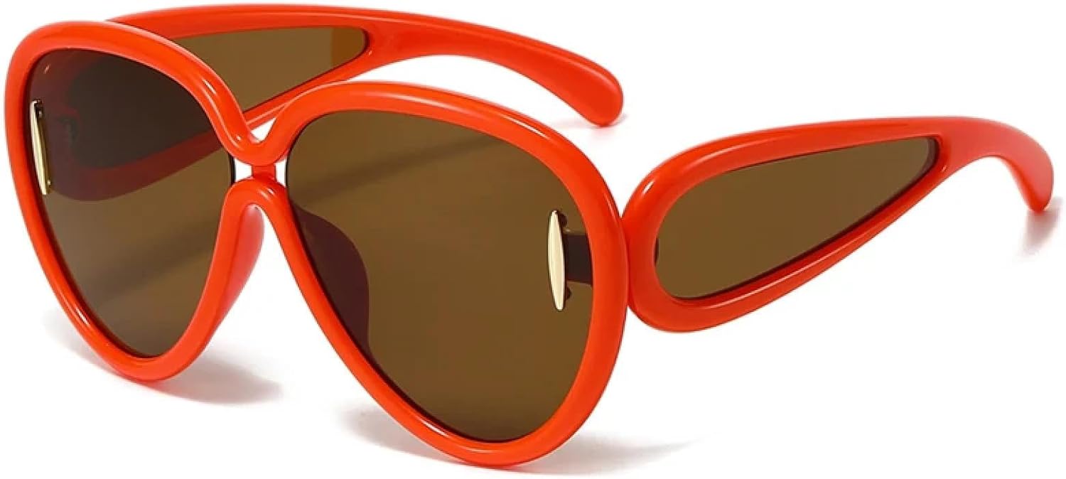 

Спортивные солнцезащитные очки большого размера в стиле стимпанк для женщин и мужчин, очки с индивидуальным дизайном, роскошные очки для женщин, защитные очки от УФ-излучения UV400 TKKTLLT, Orange Brown