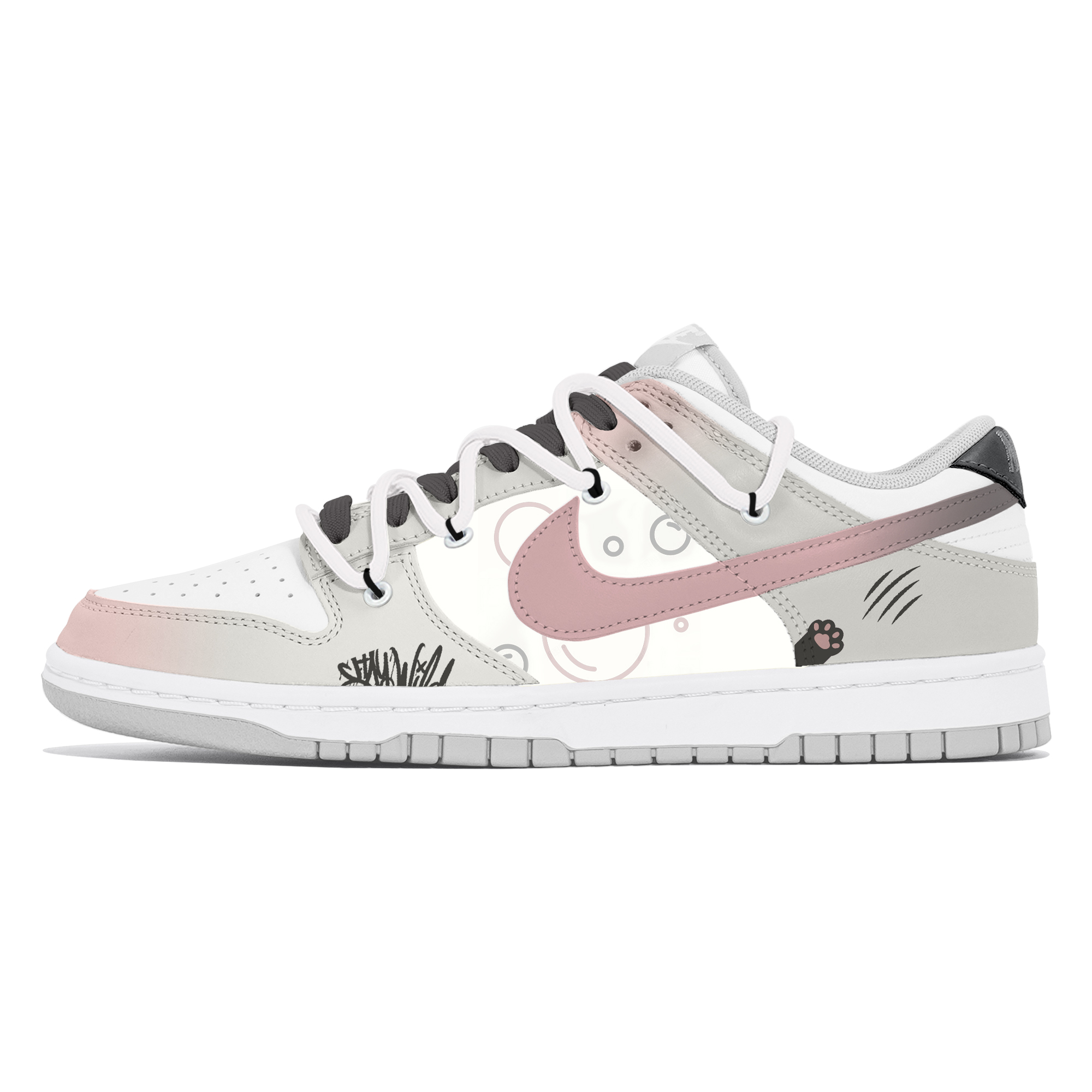 

Nike Кроссовки для скейтбординга Dunk, износостойкие, низкие, мужские, серо-розовые