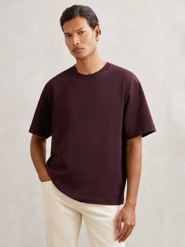 

Футболка Tate Pure Cotton с короткими рукавами оверсайз Reiss, Bordeaux