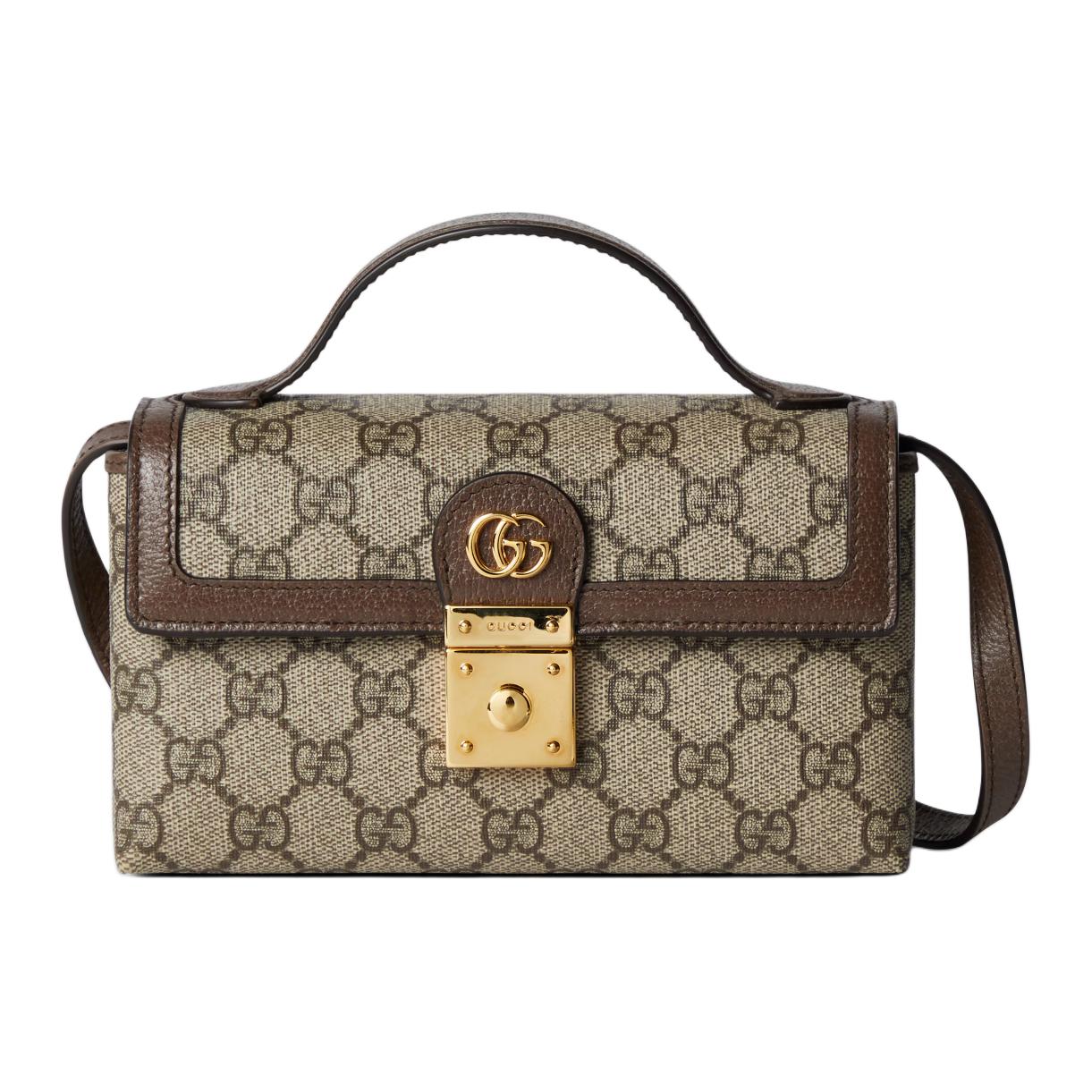 

Ophidia Canvas With Leather Мини-сумка через плечо женская бежевая и черная GUCCI