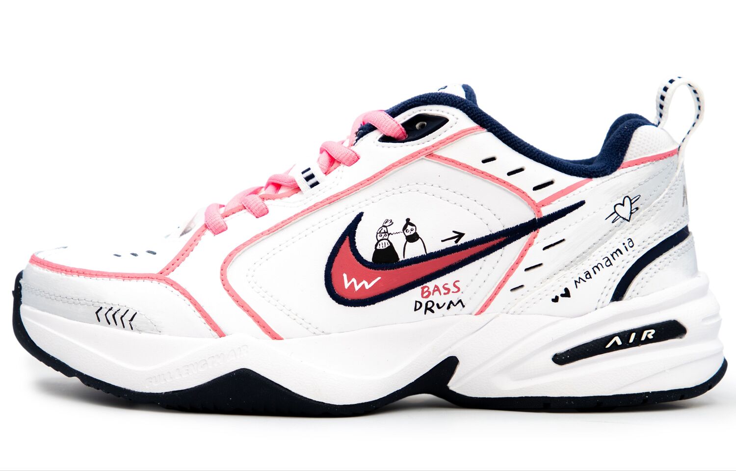 

Nike Эйр Монарх 4 Тайм Фриз лёгкие увеличивающие рост низкие массивные кроссовки унисекс бело-розовые, цвет White Pink