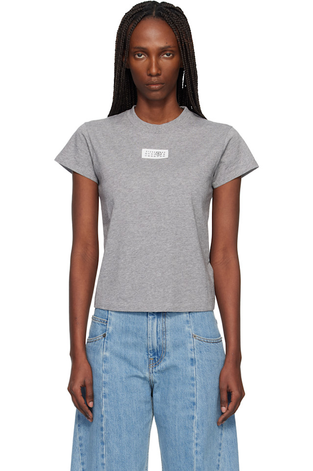 

Mm6 Maison Margiela Серая хлопковая футболка с цифрами