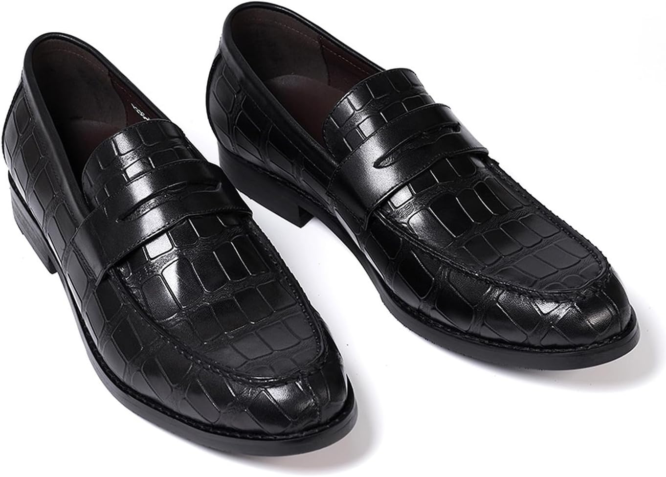 Мужские лоферы Santimon Mens Penny, формальные туфли на утяжке, из натуральной кожи с закругленным носком, мокасины для бизнеса и повседневной носки, для выпускного, свадьбы, комфортные модные туфли под смокинг для мужчин, черный — фото 2
