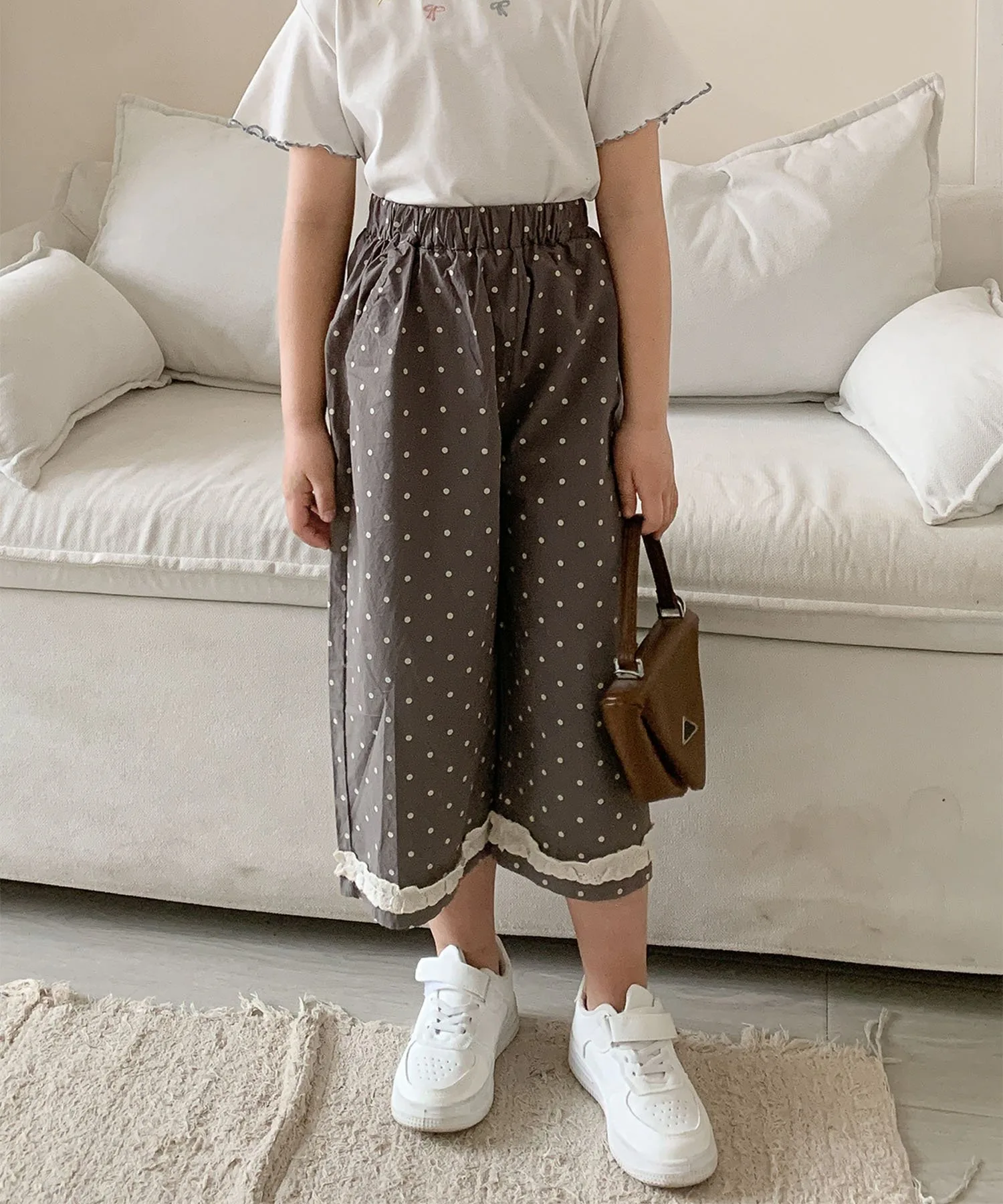 Детские штаны-гаучо в горошек Aimoha Kids, gray