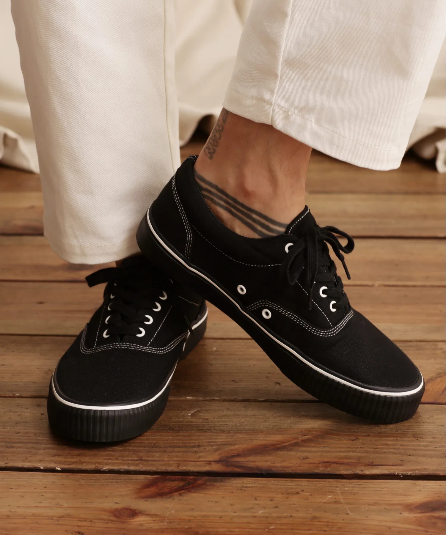 Унисекс кеды из хлопка Schott SNEAKERS 'BOWERY' чёрные — фото 2