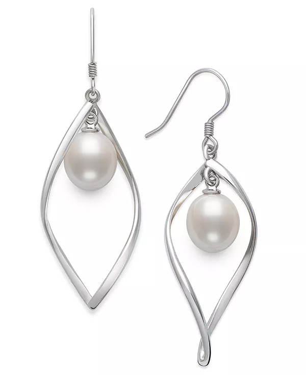 

Серьги из искусственного пресноводного белого жемчуга (8-9 мм) из стерлингового серебра Belle De Mer, white