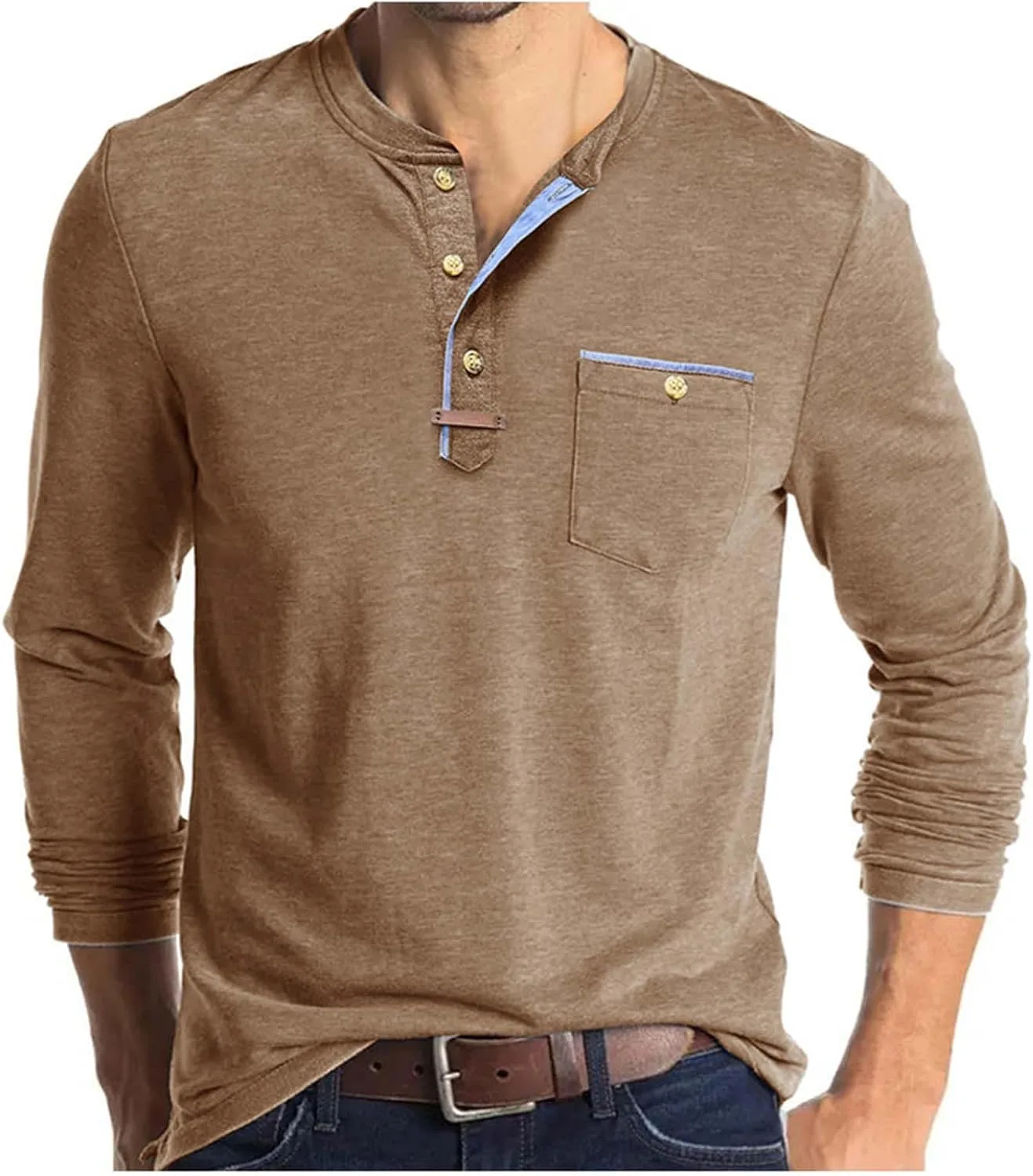 

Мужская футболка-поло с длинным рукавом и круглым вырезом