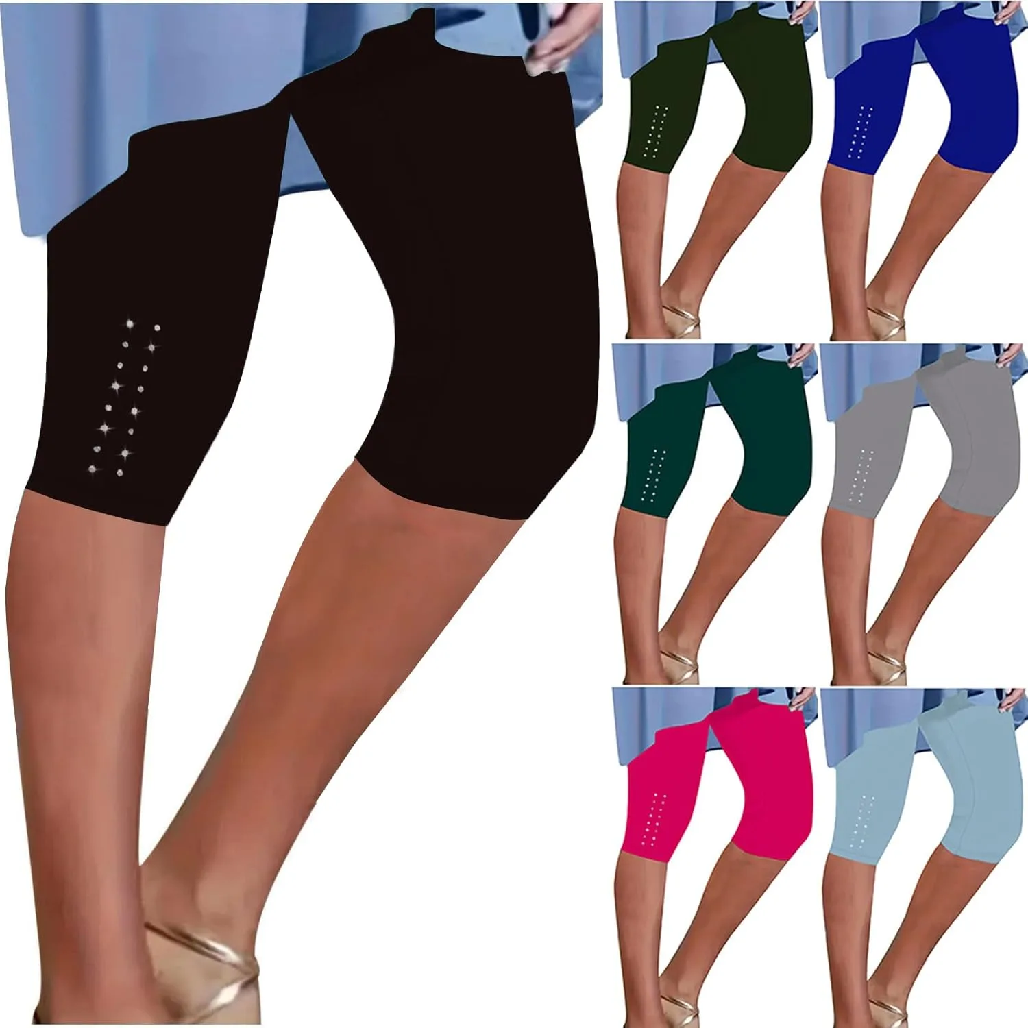 

Плюс сайз женские шорты-леггинсы однотонные Slim Elastic Yoga