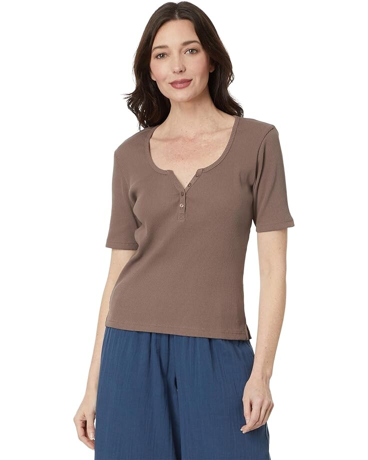 

Топ PACT Favorite Rib Henley, цвет Deep Taupe