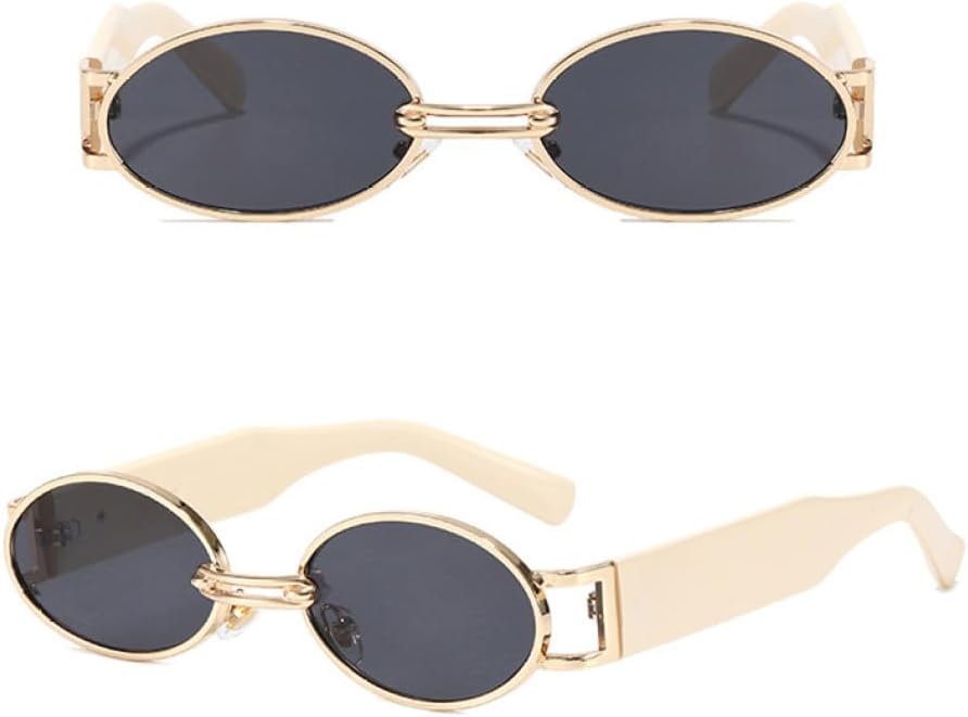 

Женские овальные солнцезащитные очки в винтажном стиле, маленькие металлические, в стиле панк, женские очки-очки в стиле стимпанк, защита от ультрафиолета UV400 LANGSER, Beige Gray