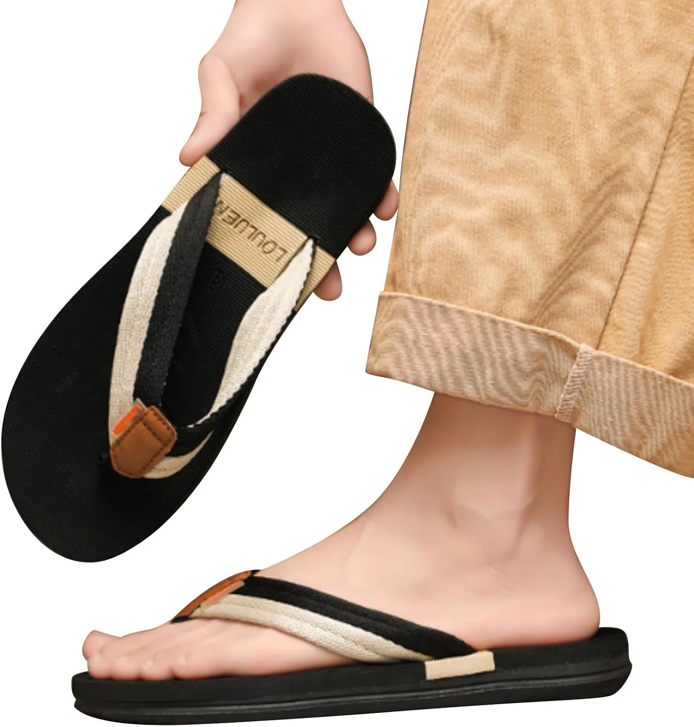 Generisch Легкие шлепанцы для Herren, Sommer, gewebt, Strandsandalen, flach, weich, flexibel, leicht, bequem, Slip-On-Sandalen, Yogamatte, Kissen, reduziert Stress, Sandalen, rutschfest, Dusche für den — фото 2