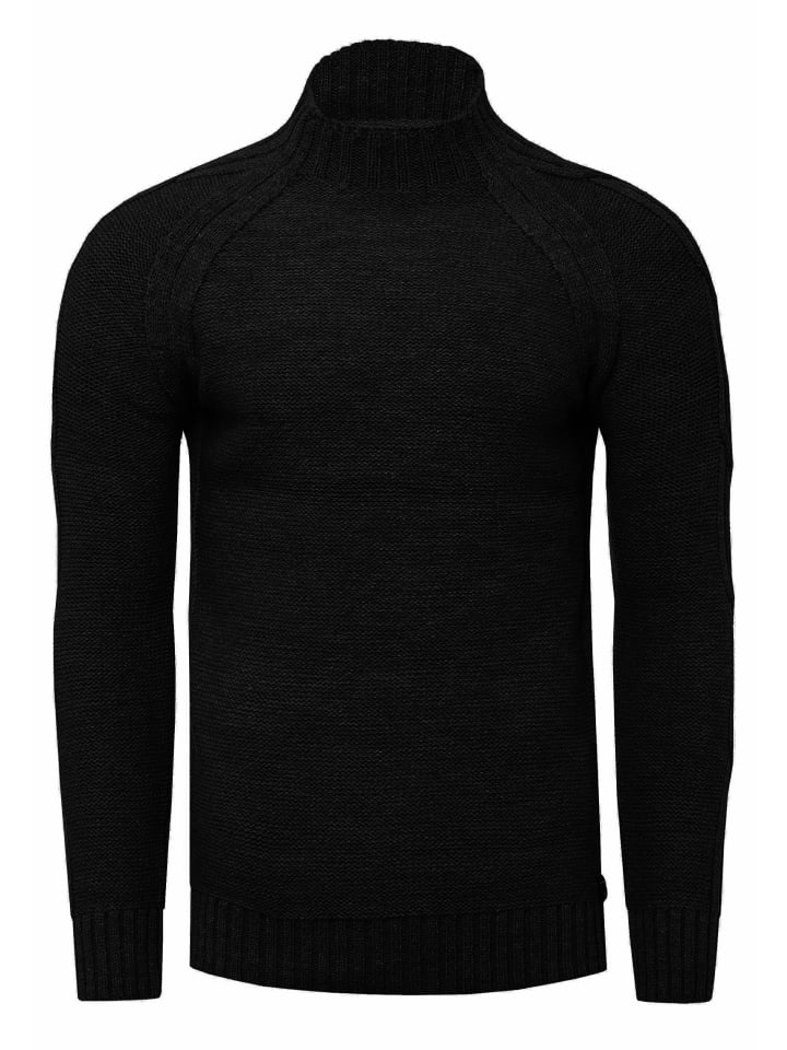 

Плотный однотонный свитер с воротником-стойкой черного цвета Rusty Neal