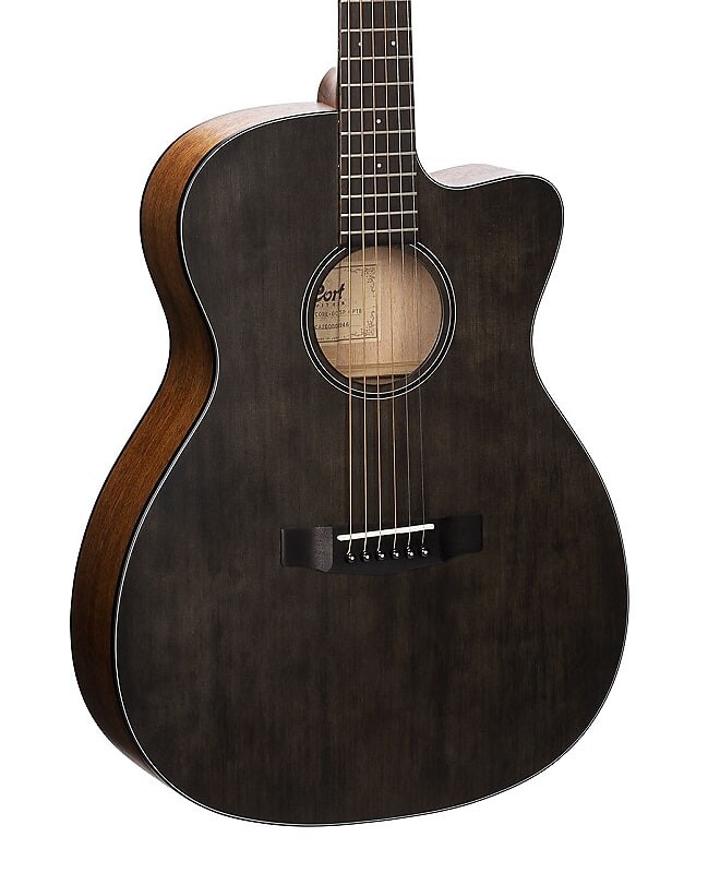 

Акустическая гитара Cort COREOCOTPB Core Series Spruce Acoustic Electric Guitar. Open Pore Trans Black